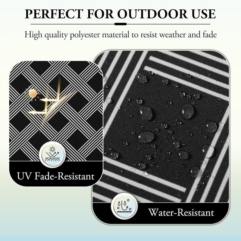 Wellsin Outdoor Chair Cushions for Patio Furniture - Patio Chair Cushions Set of 6 - Water Resistant Round Corner Outdoor Seat Cushions 17"X16"X2", Black Geometry - Image 3